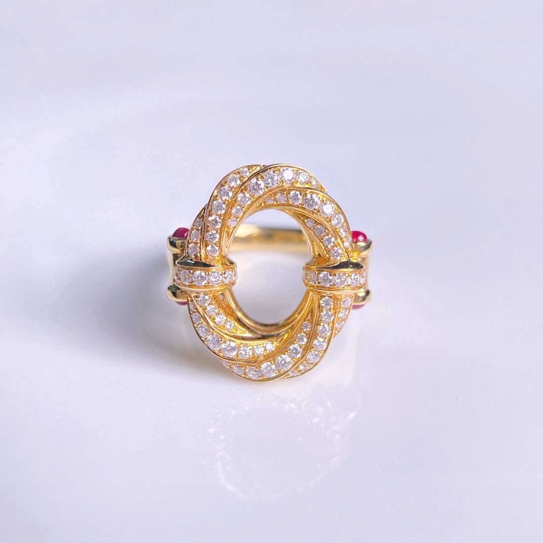 14k Gold 0.83 Ctw Natural Ruby & Diamond Ring: Ref:230996159 // gold content:14k gold // ring size:7. 25us // // main gemstone:ruby // shape:round // carat weight:0. 29ct // color:red // treatment:natural // cut grade:g // // adjacent gemstone 2