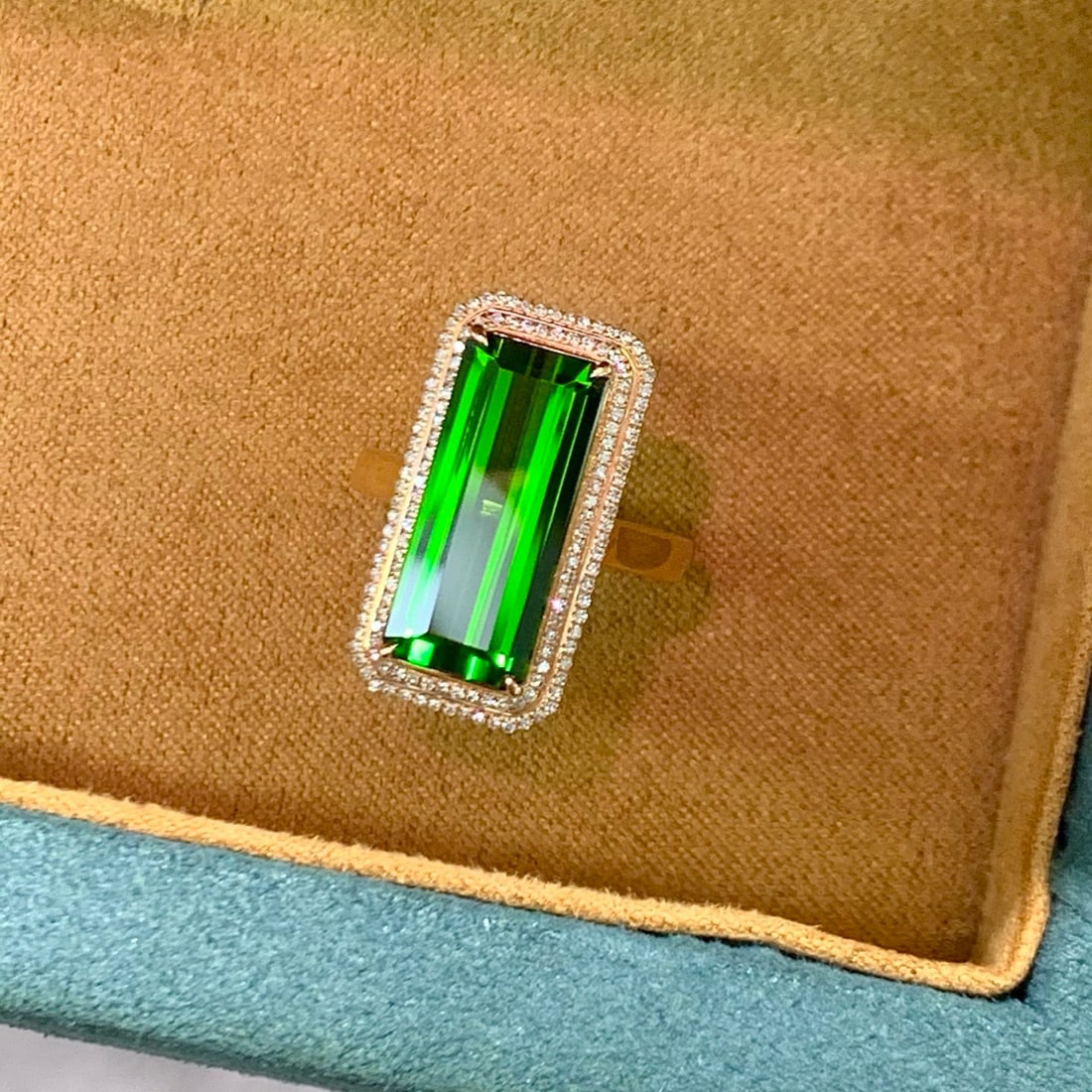 14k Gold 5.96 Ct Natural Tourmaline & Diamond Ring - 2