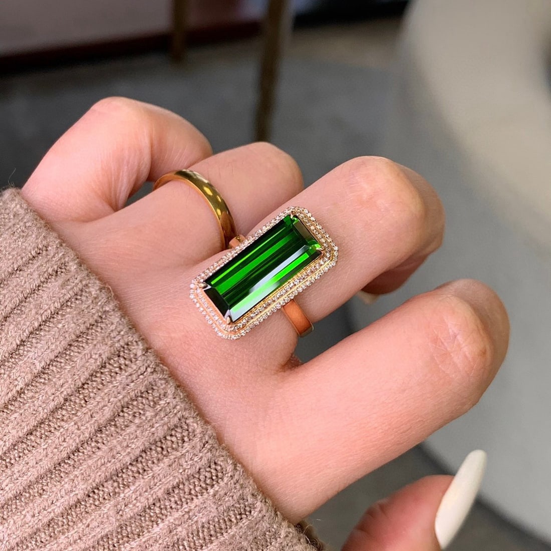 14k Gold 5.96 Ct Natural Tourmaline & Diamond Ring - 3