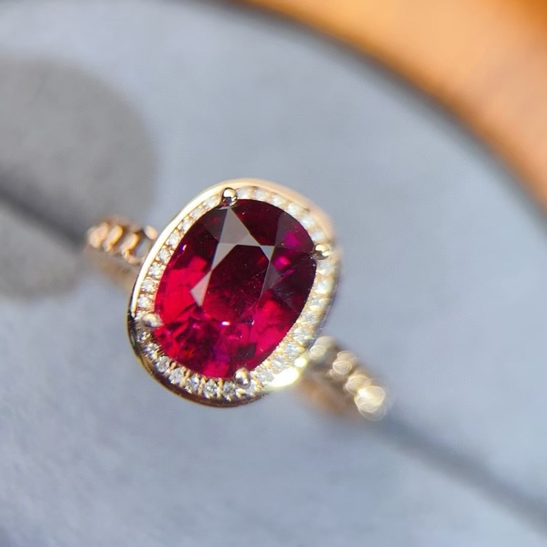 14k Gold 2.78 Ct Natural Tourmaline & Diamond Ring - 2