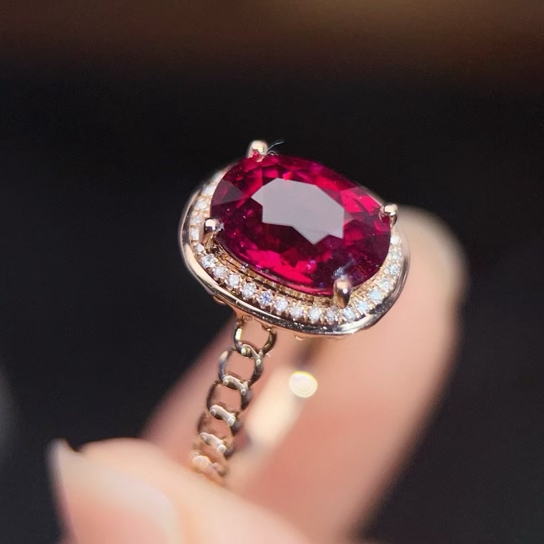 14k Gold 2.78 Ct Natural Tourmaline & Diamond Ring - 4