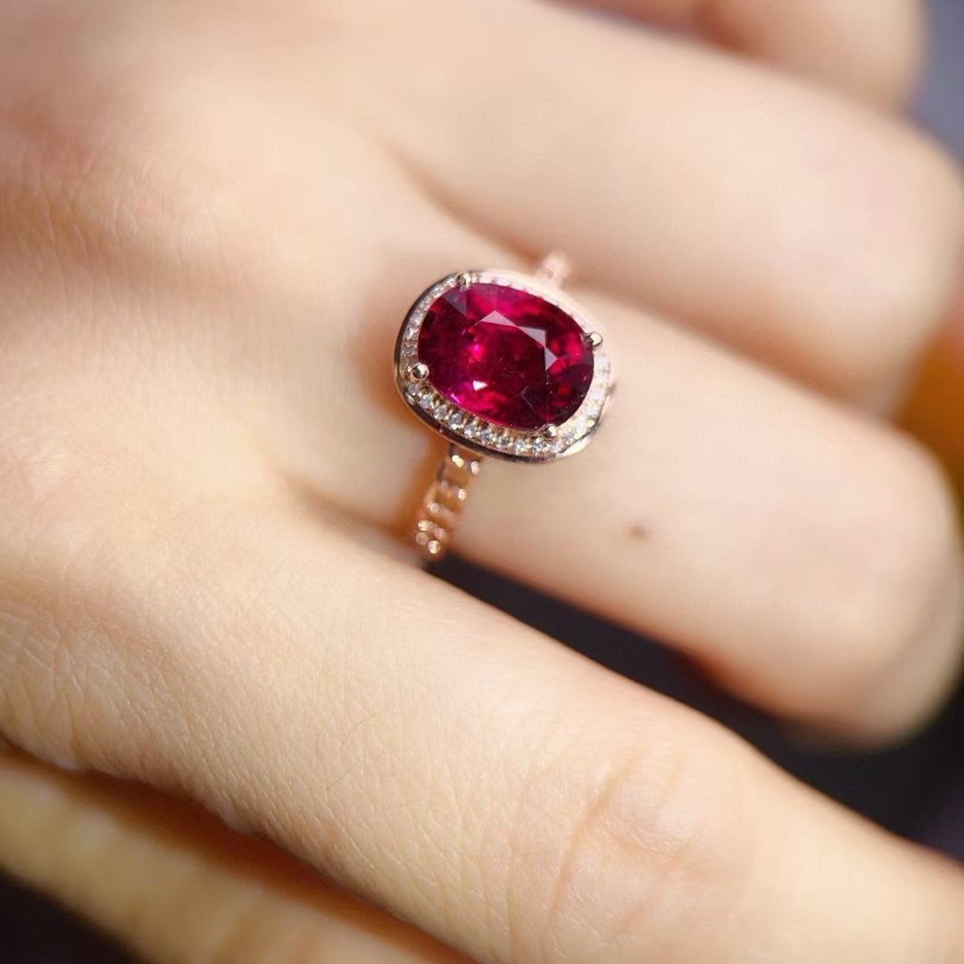 14k Gold 2.78 Ct Natural Tourmaline & Diamond Ring - 5