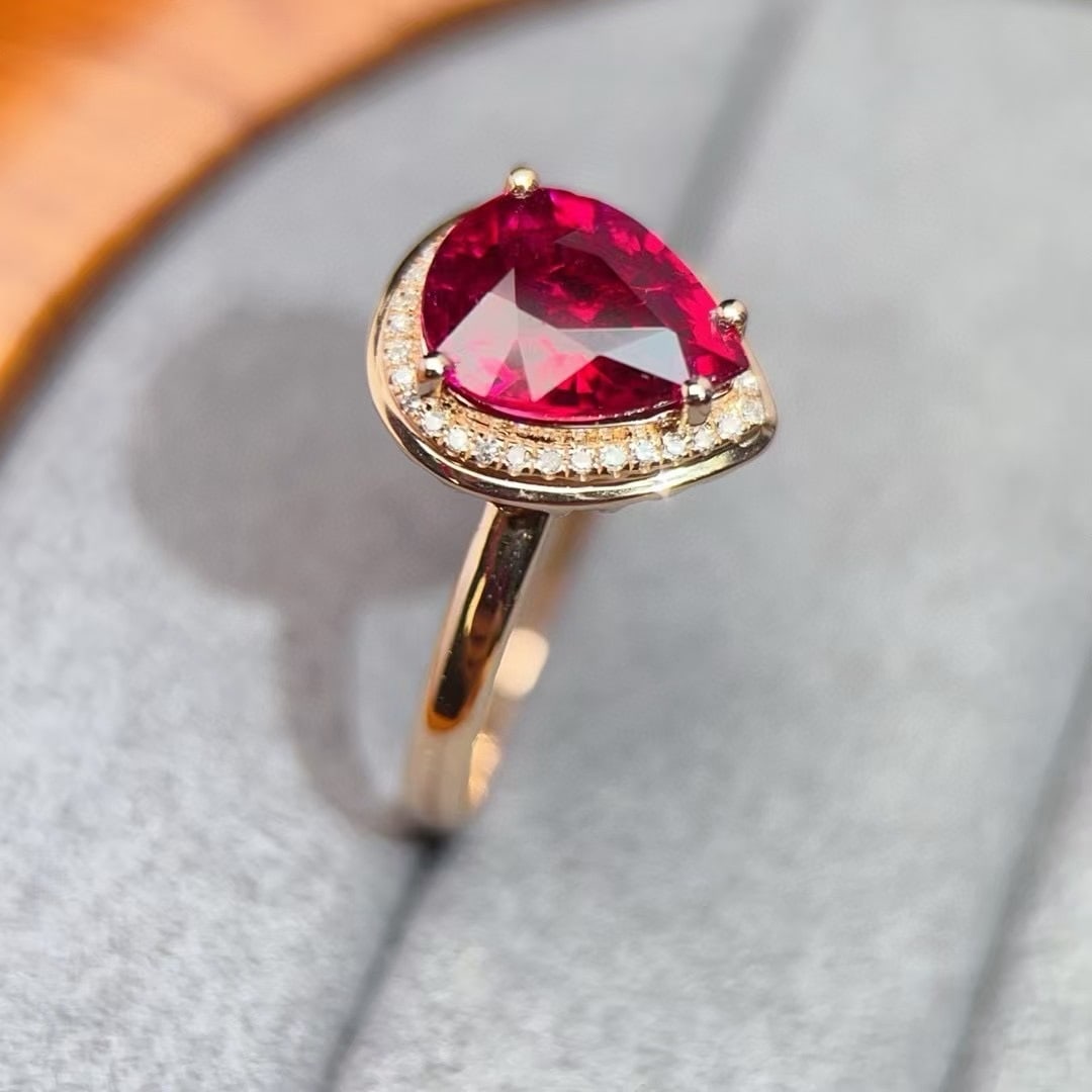 14k Gold 2.08 Ct Natural Tourmaline & Diamond Ring - 3
