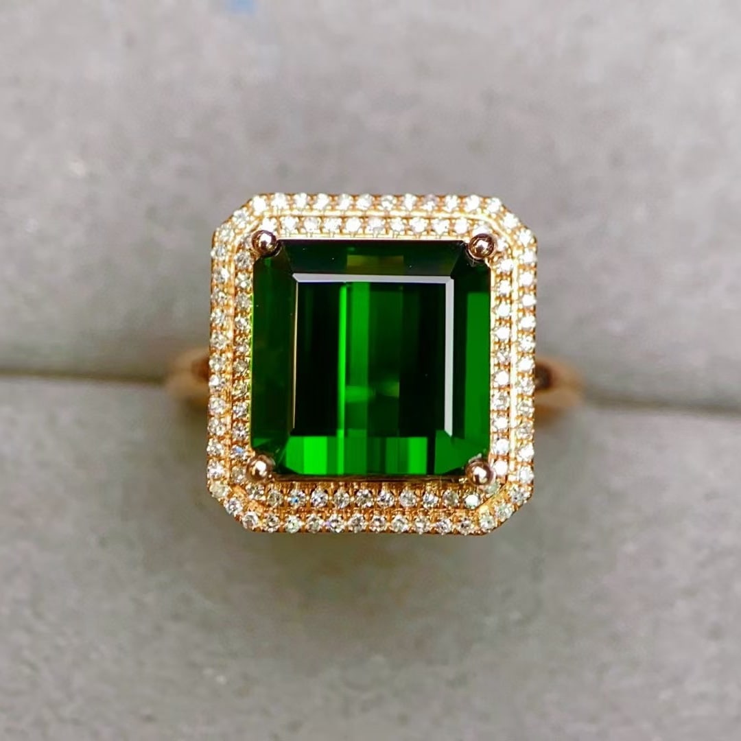 14k Gold 6.45 Ctw Natural Tourmaline & Diamond Ring - 3