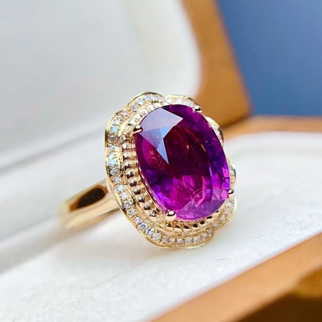 14k Gold 4.9 Ct Natural Tourmaline & Diamond Ring - 4