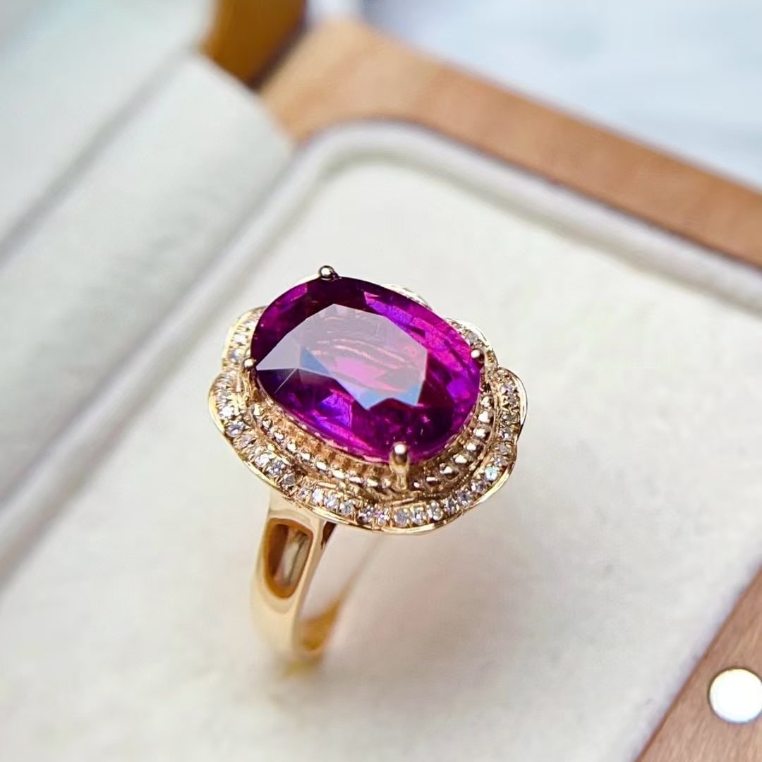 14k Gold 4.9 Ct Natural Tourmaline & Diamond Ring - 6