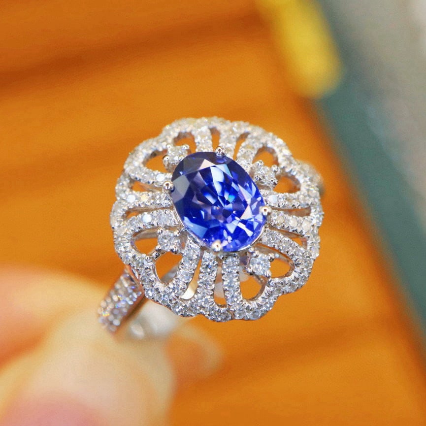 14k Gold 1.54 Ctw Natural Sapphire & Diamond Ring - 2