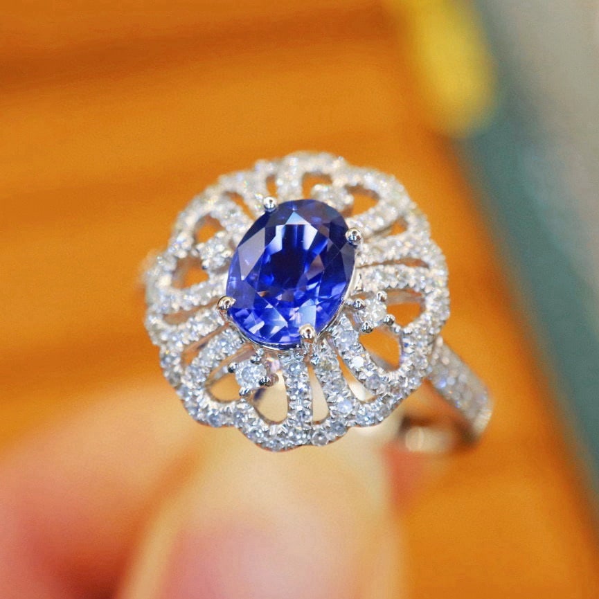 14k Gold 1.54 Ctw Natural Sapphire & Diamond Ring - 3