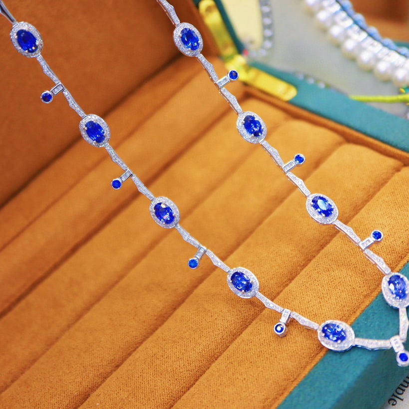 14k Gold 6.55 Ctw Natural Sapphire & Sapphire Bracelet - 2