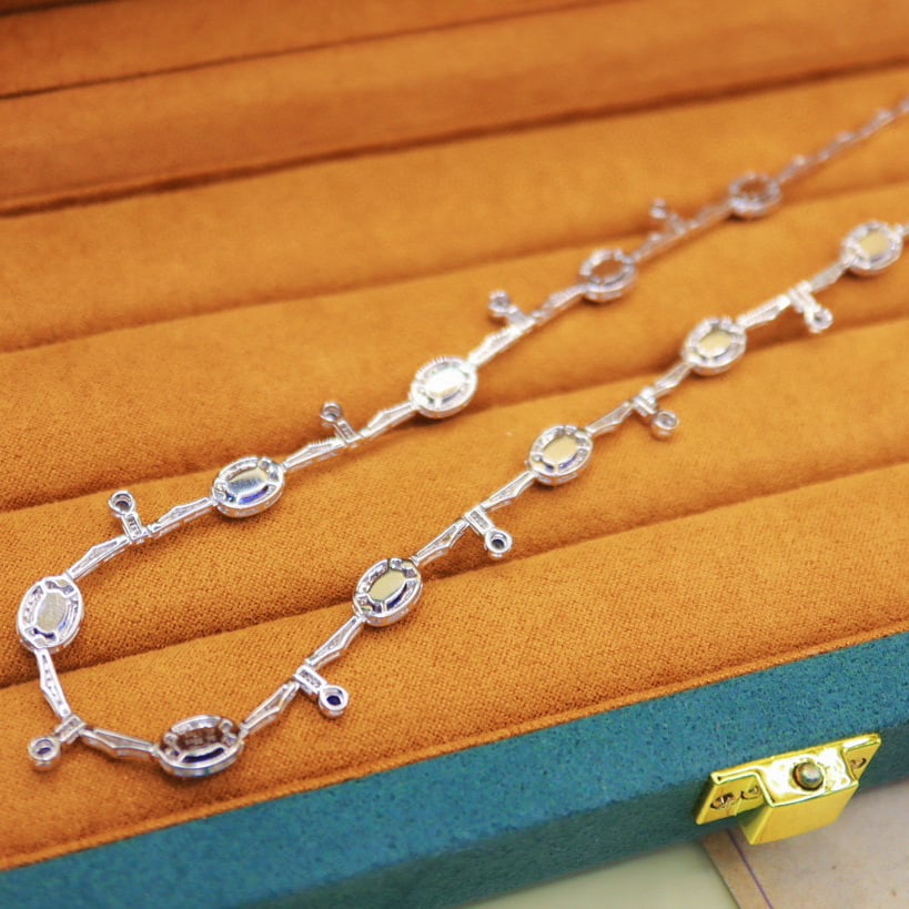 14k Gold 6.55 Ctw Natural Sapphire & Sapphire Bracelet - 4