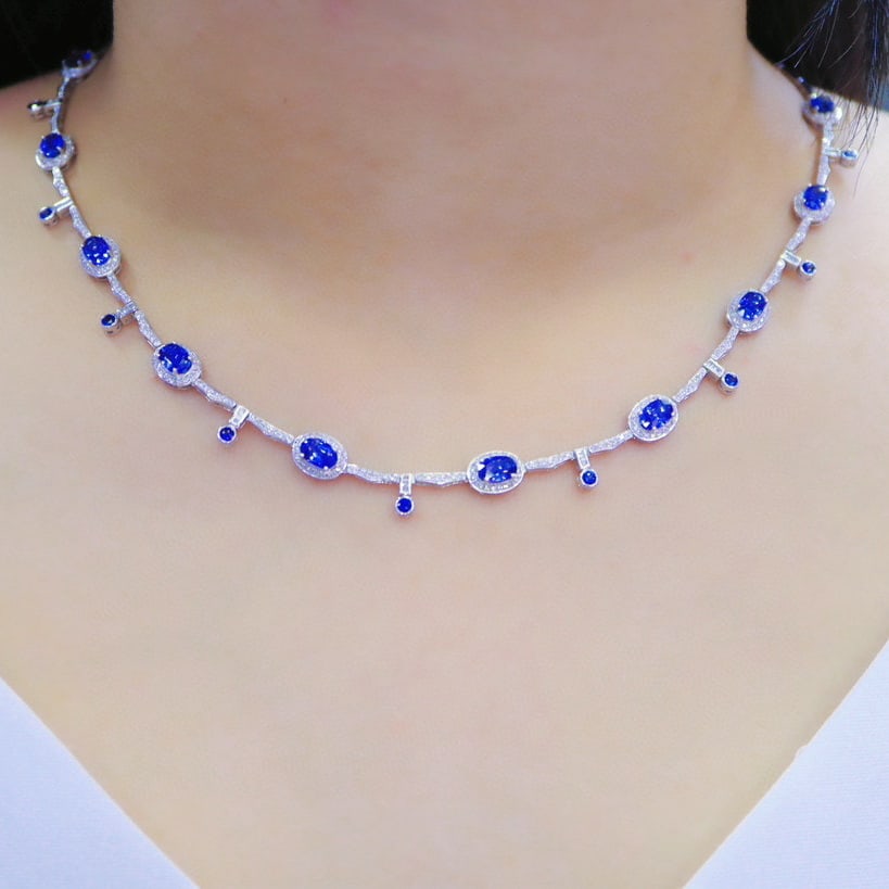 14k Gold 6.55 Ctw Natural Sapphire & Sapphire Bracelet - 5