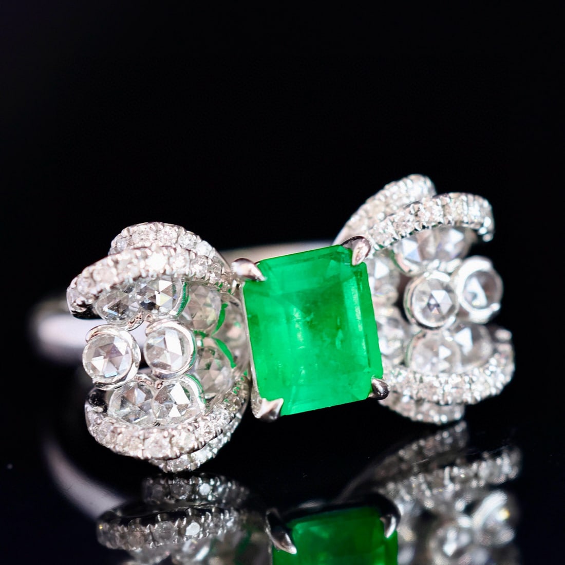 14k Gold 1.93 Ctw Vivid Green Natural Emerald & Diamond Ring - 6