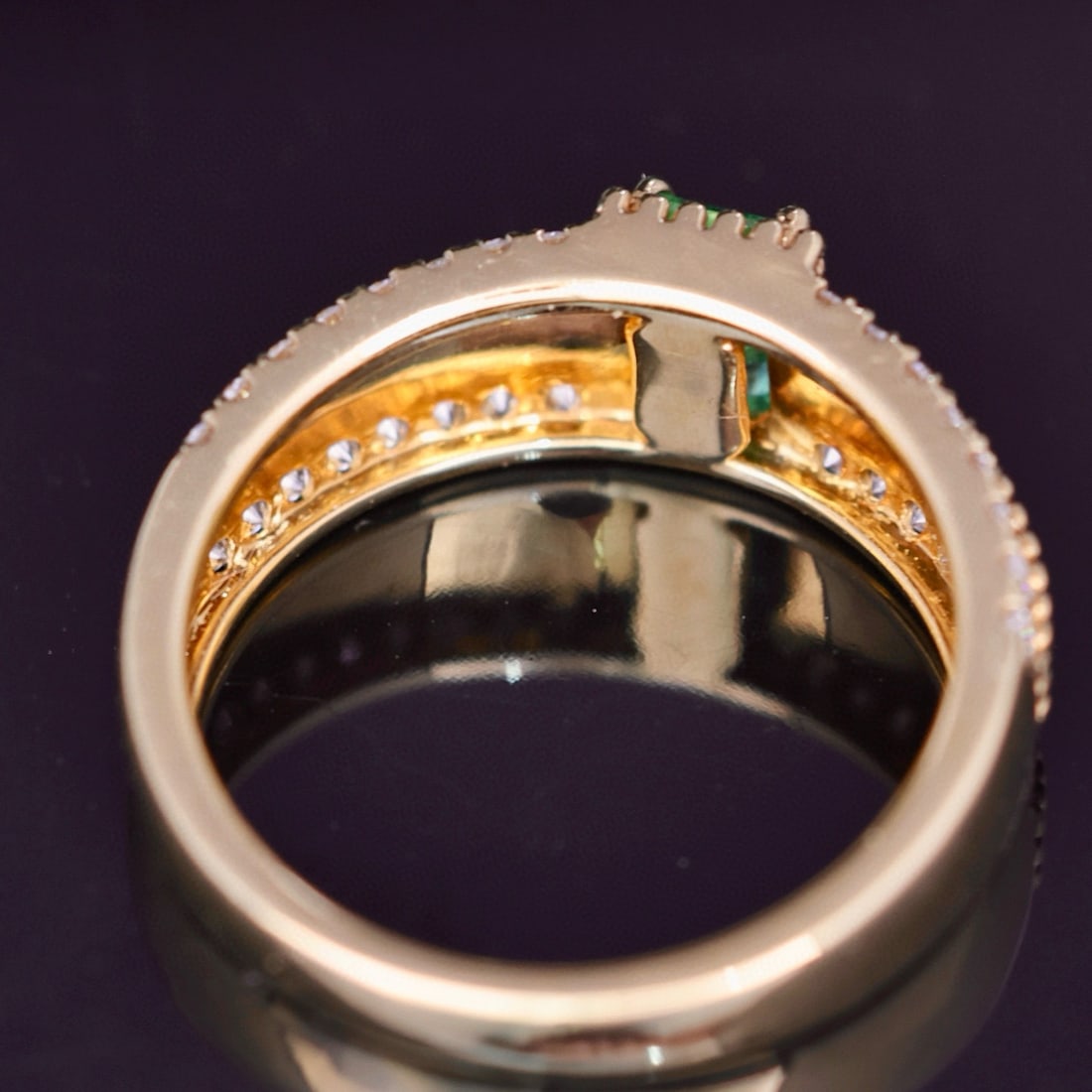 14k Gold 0.83 Ctw Vivid Green Natural Emerald & Diamond Ring - 6