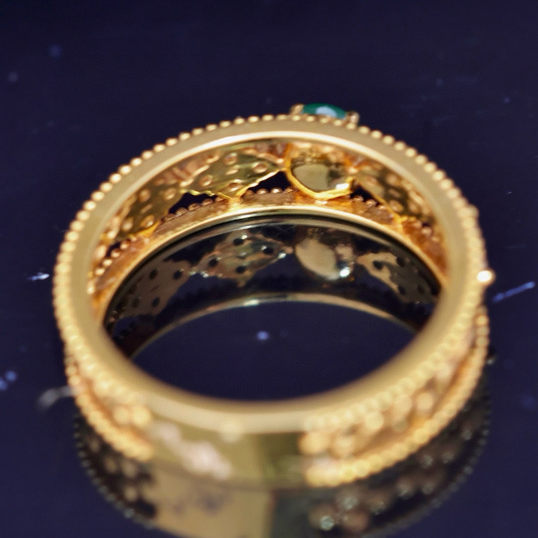 14k Gold 0.71 Ctw Vivid Green Natural Emerald & Diamond Ring - 5