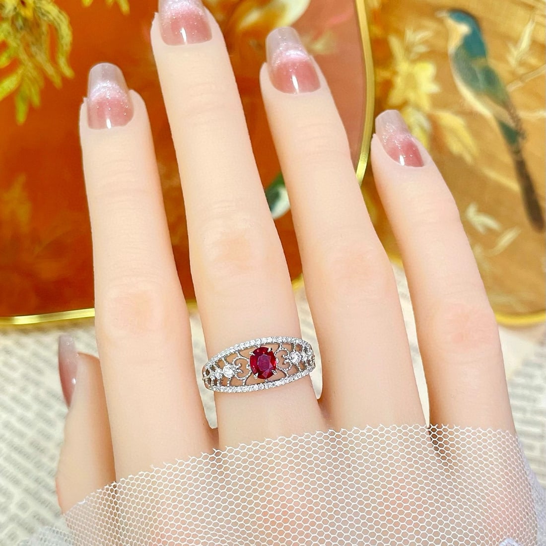 14k Gold 0.84 Ctw Natural Ruby & Diamond Ring - 4