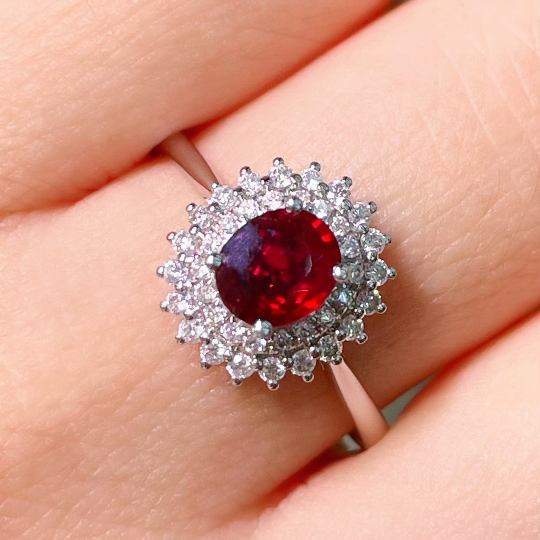 14k Gold 0.86 Ctw Natural Ruby & Diamond Ring - 5