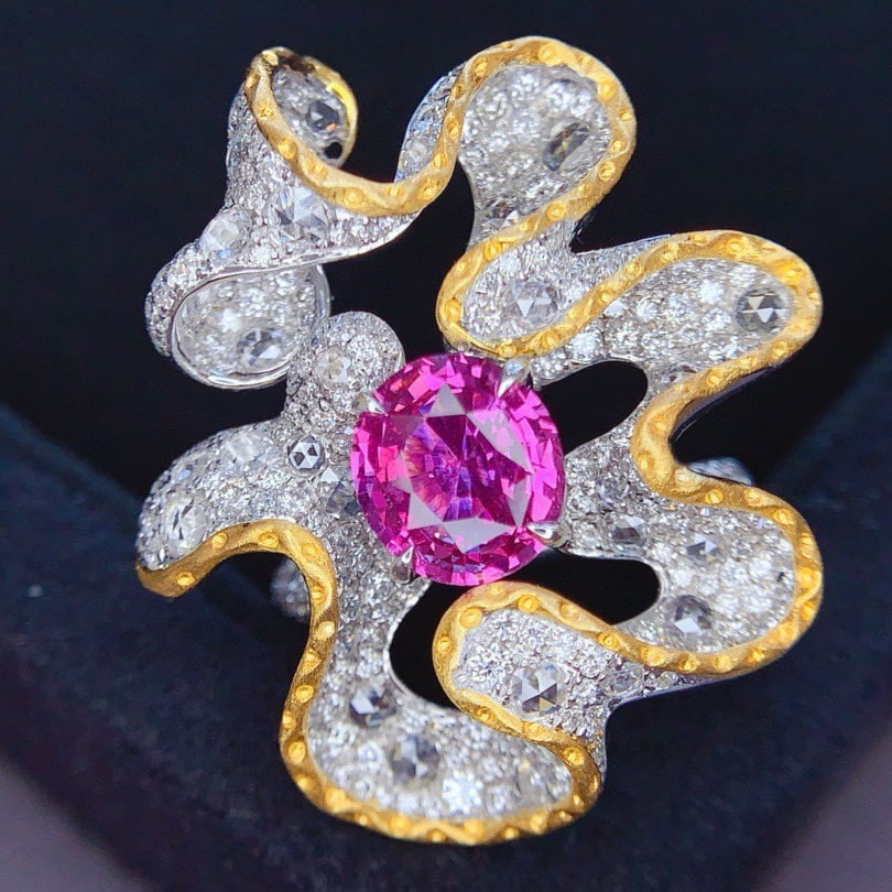14k Gold 4.37 Ctw Natural Sapphire & Diamond Ring/pendant( Without Chain ): Ref:230996187 // gold content:14k gold // ring size:7. 25us // // main gemstone:sapphire // shape:oval // carat weight:2. 02ct // color:pink // treatment:natural // // adjacent gemstone 2 : diamond
