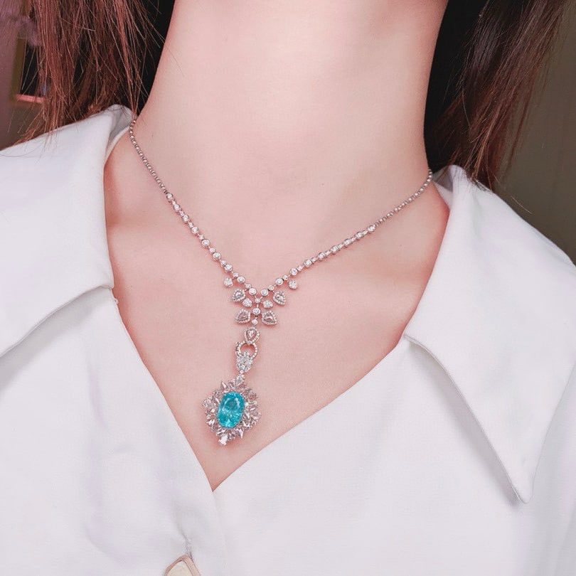 14k Gold 5.26 Ctw Natural Paraiba Tourmaline & Diamond Ring/pendant( Without Chain ) - 6