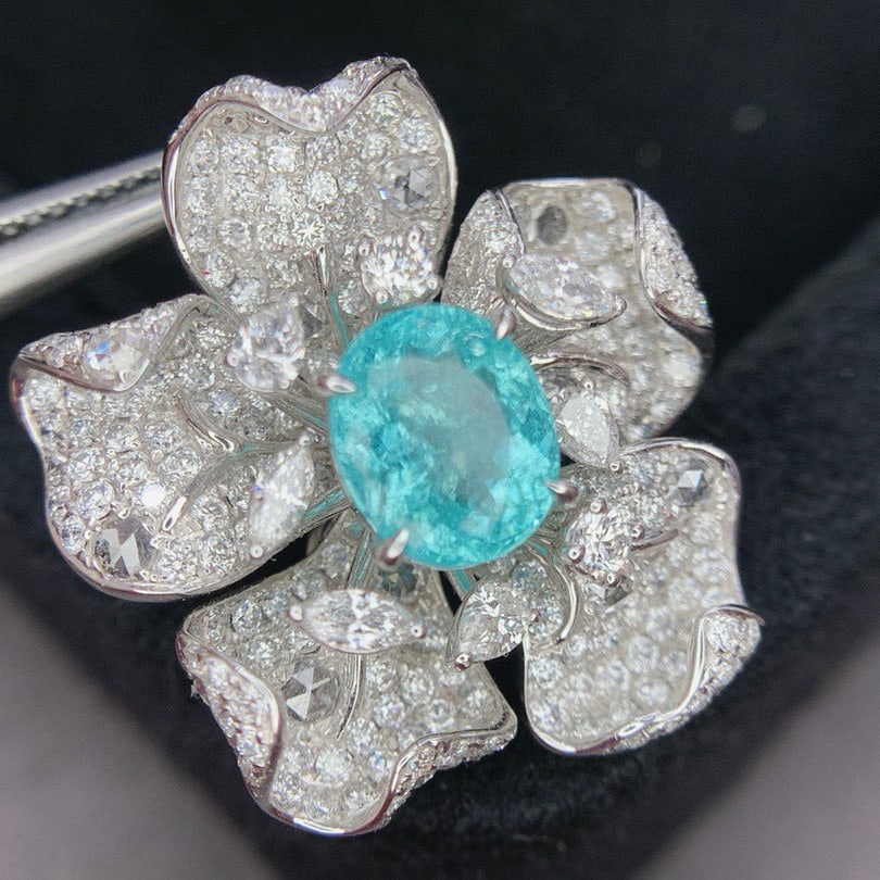 14k Gold 3.55 Ctw Natural Paraiba Tourmaline & Diamond Ring/pendant( Without Chain ) - 6