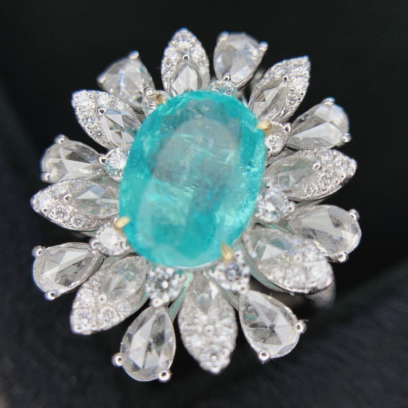 14k Gold 5.04 Ctw Natural Paraiba Tourmaline & Diamond Ring/pendant( Without Chain ) - 3