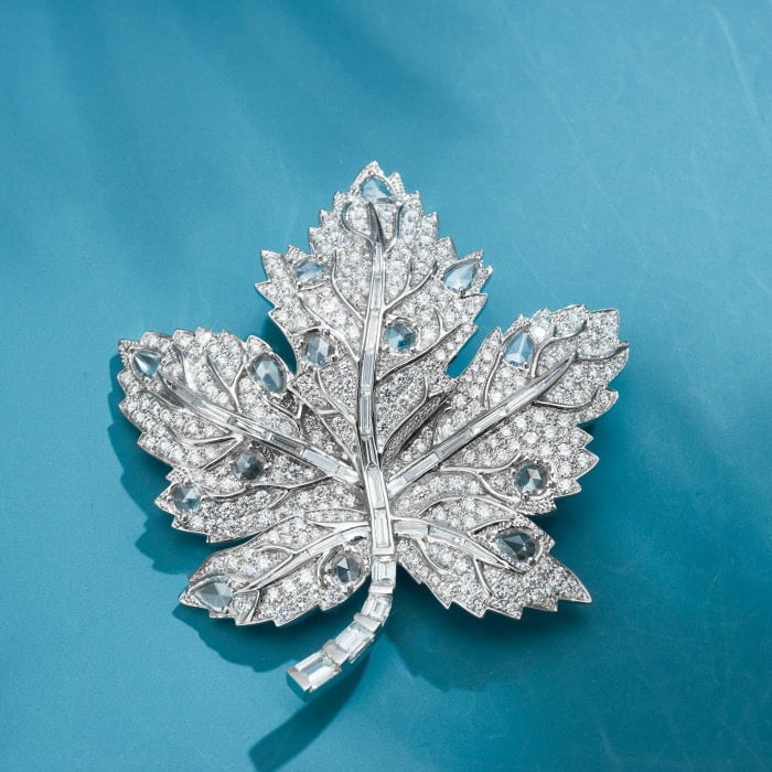 14k Gold 3.56 Ct Natural H Diamond Brooch - 2