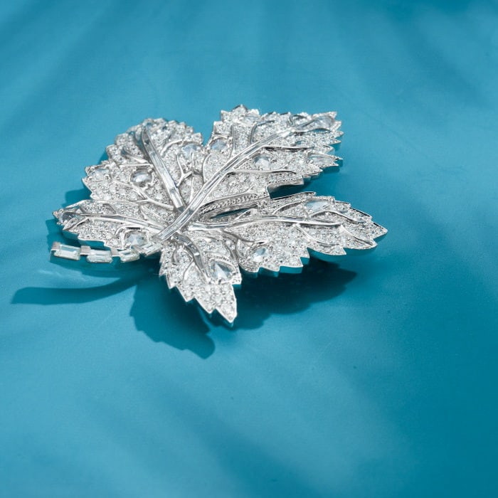 14k Gold 3.56 Ct Natural H Diamond Brooch - 4