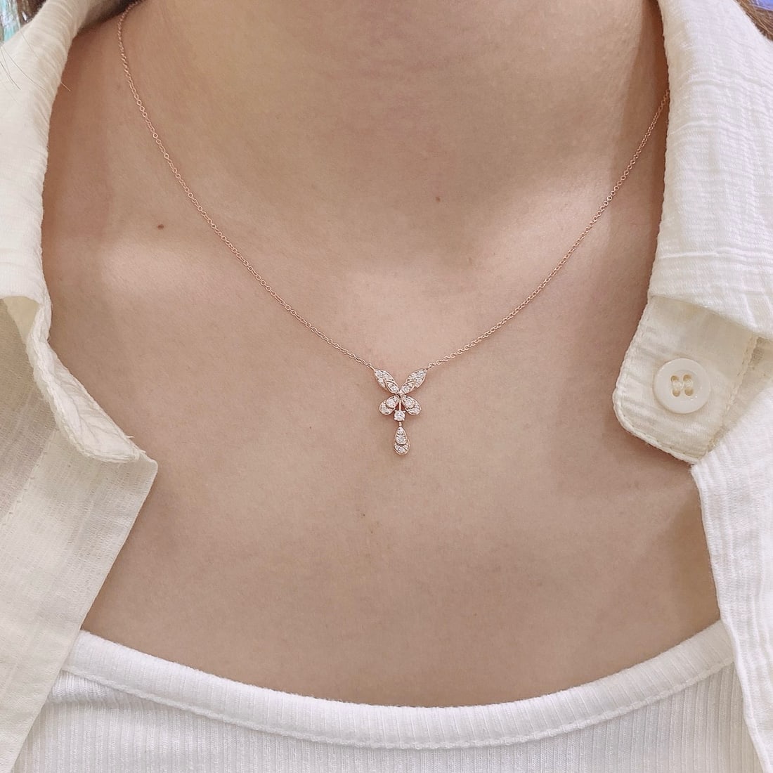 14k Gold 0.26 Ct Natural H Diamond Necklace - 2