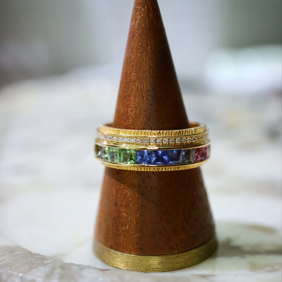 14k Gold 3.72 Ctw Natural Sapphire & Diamond Ring - 7