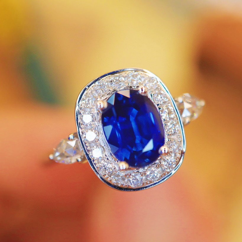 14k Gold 1.20 Ctw Natural Sapphire & Diamond Ring - 2