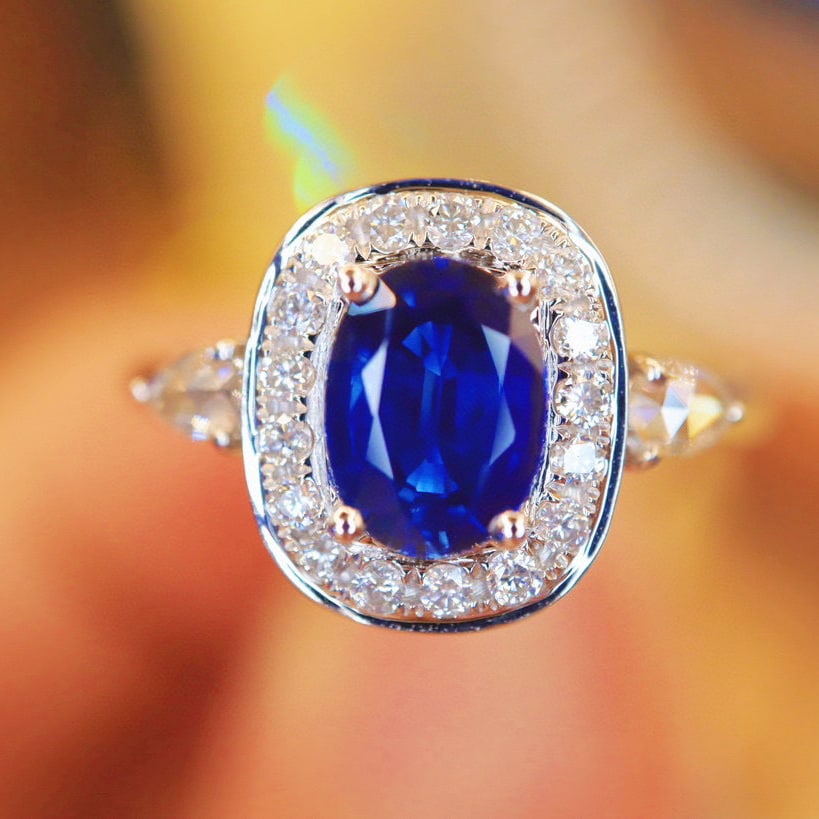 14k Gold 1.20 Ctw Natural Sapphire & Diamond Ring - 5