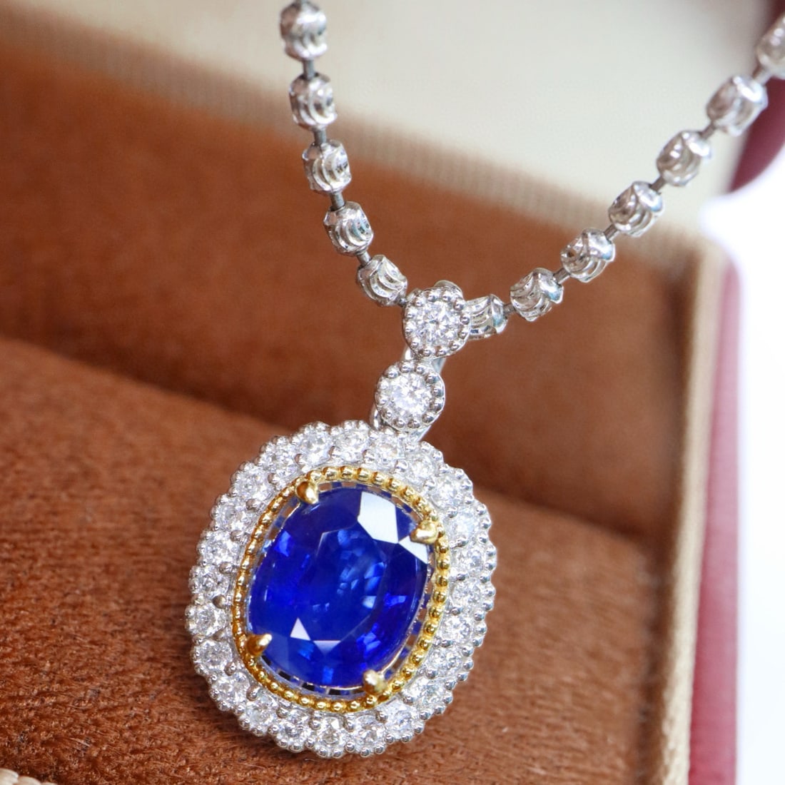 14k Gold 1.43 Ctw Natural Sapphire & Diamond Pendant( Without Chain ) - 2