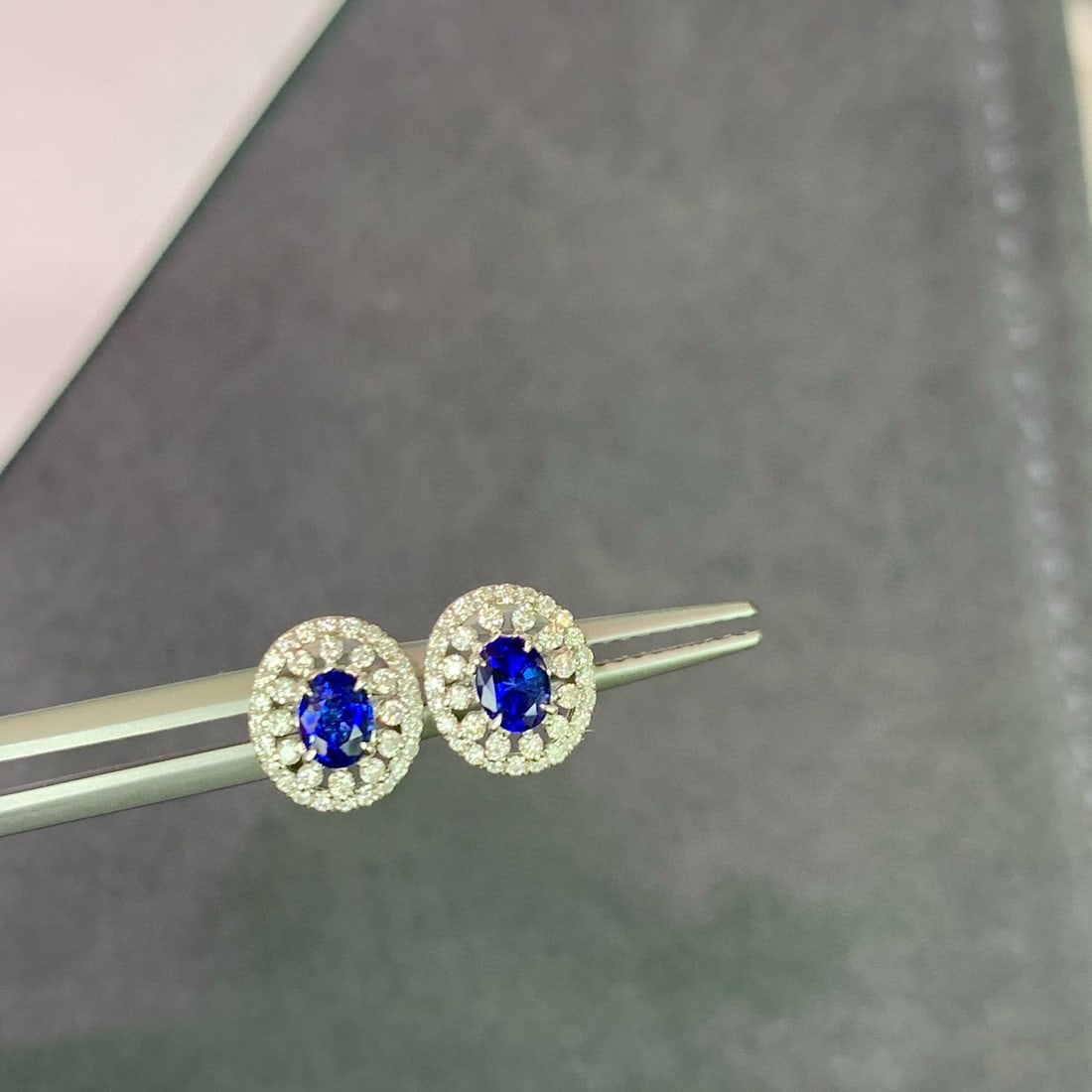 14k Gold 0.73 Ctw Natural Sapphire & Diamond Earrings - 4
