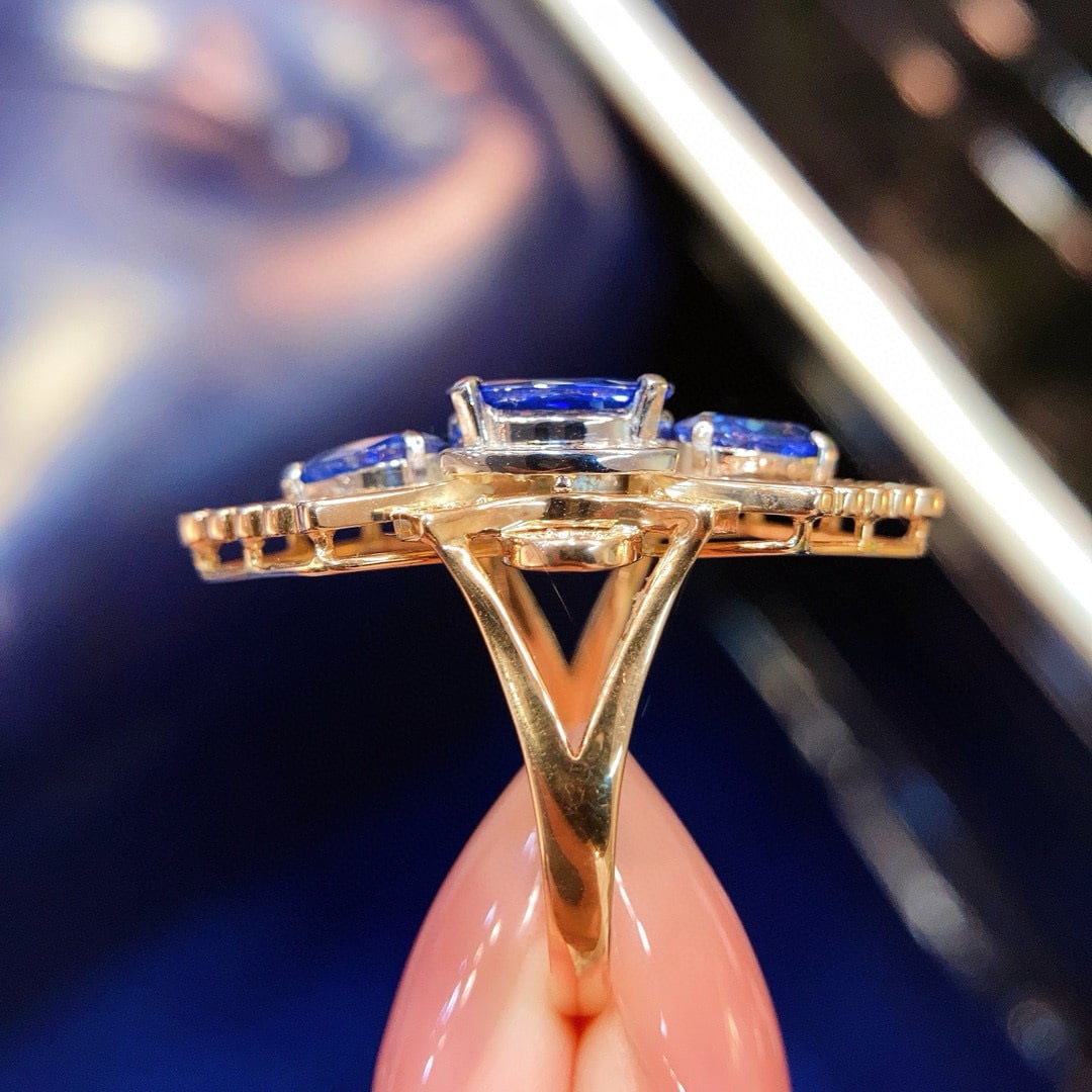 14k Gold 3.81 Ctw Natural Sapphire & Sapphire Ring - 3
