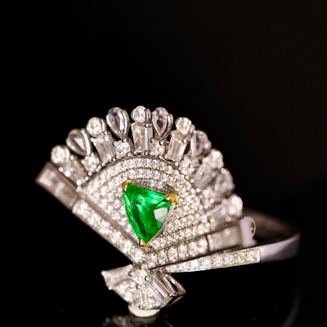 14k Gold 2.36 Ctw Vivid Green Natural Emerald & Diamond Ring/brooch/pendant( Without Chain ) - 2