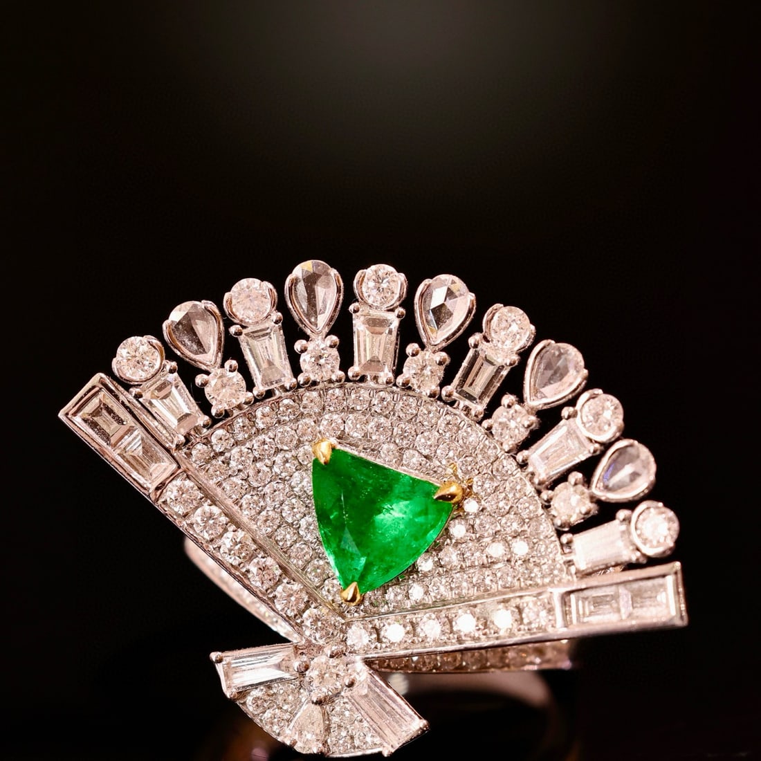 14k Gold 2.36 Ctw Vivid Green Natural Emerald & Diamond Ring/brooch/pendant( Without Chain ) - 5
