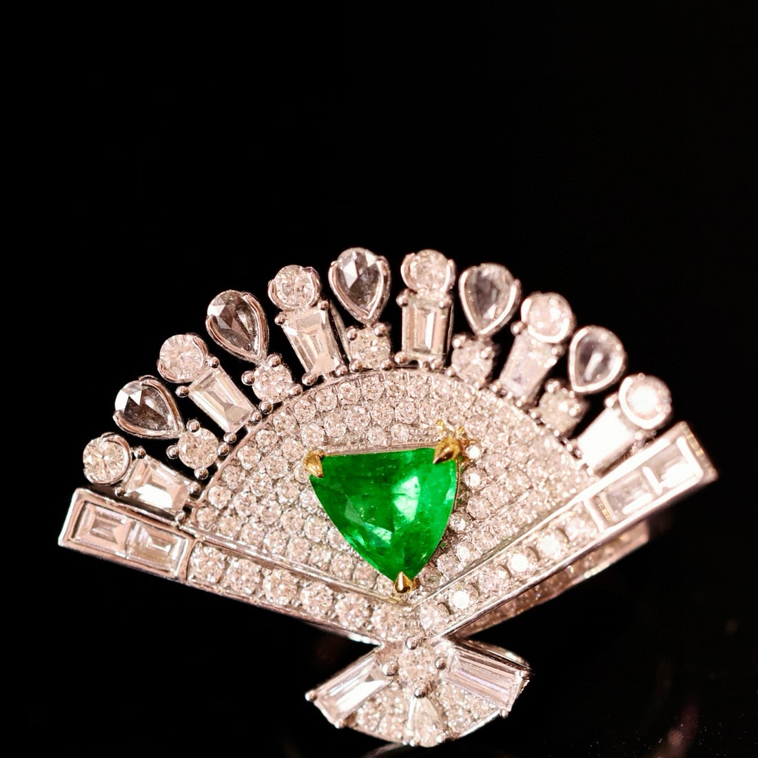 14k Gold 2.36 Ctw Vivid Green Natural Emerald & Diamond Ring/brooch/pendant( Without Chain ) - 6