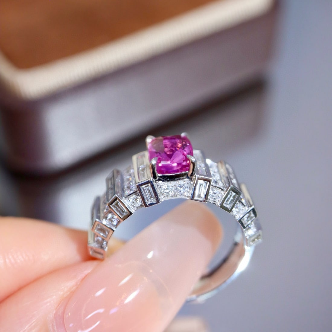 14k Gold 2.54 Ctw Natural Padparadscha Sapphire & Diamond Ring - 3
