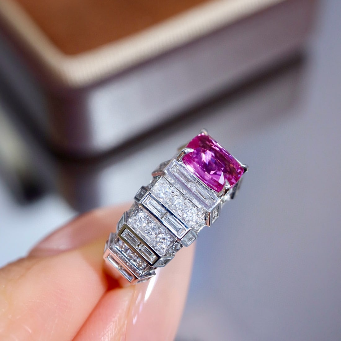 14k Gold 2.54 Ctw Natural Padparadscha Sapphire & Diamond Ring - 4