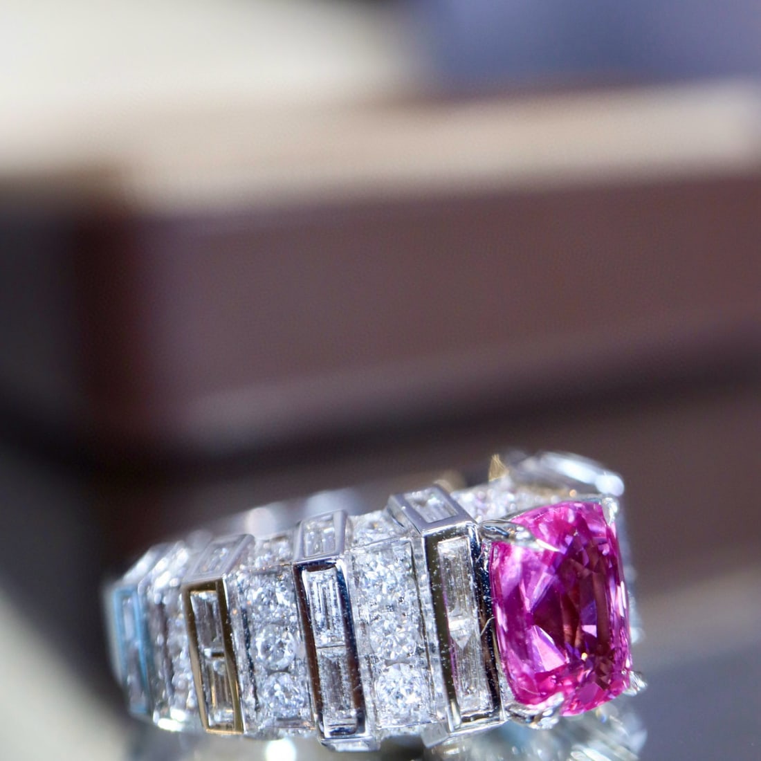 14k Gold 2.54 Ctw Natural Padparadscha Sapphire & Diamond Ring - 5