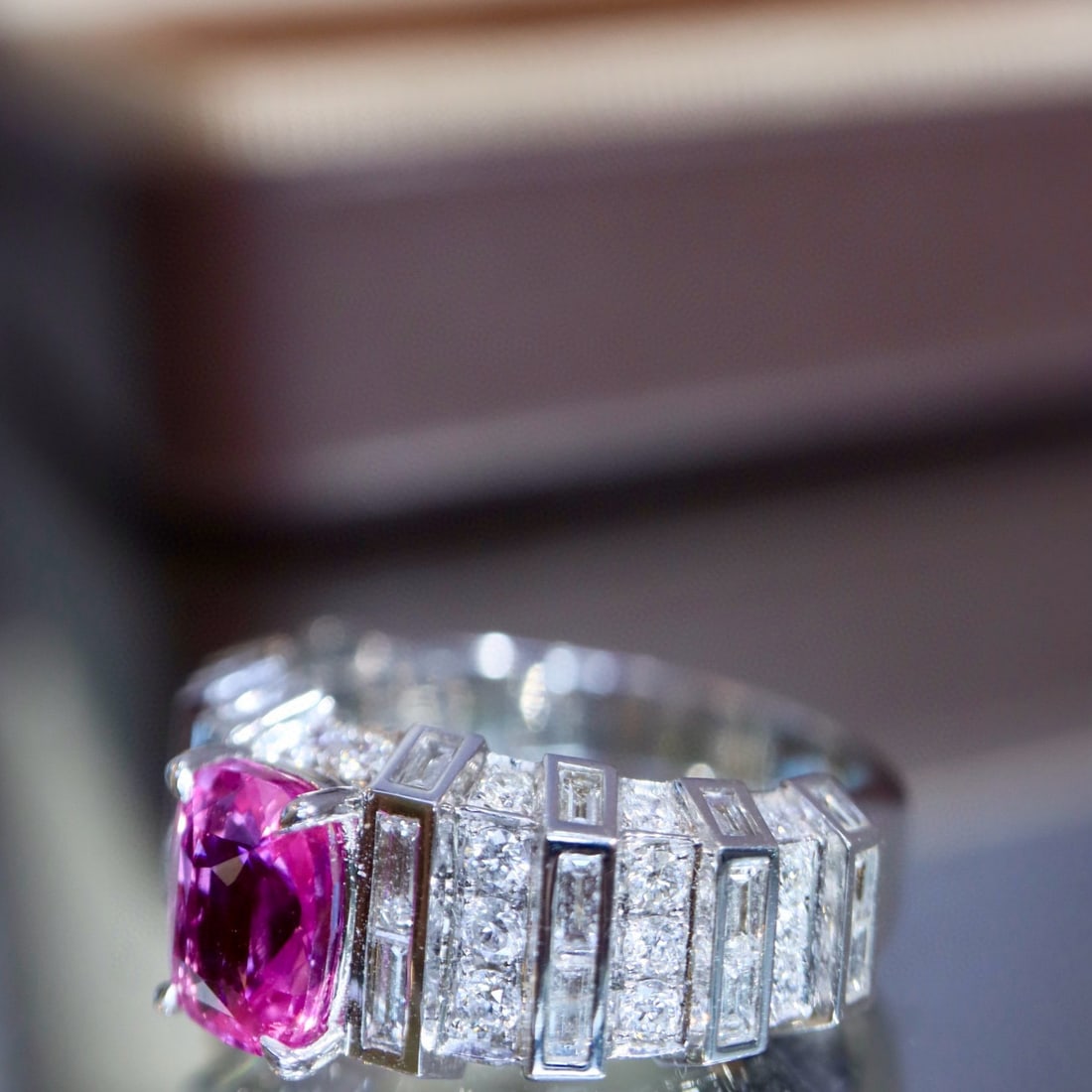 14k Gold 2.54 Ctw Natural Padparadscha Sapphire & Diamond Ring - 6