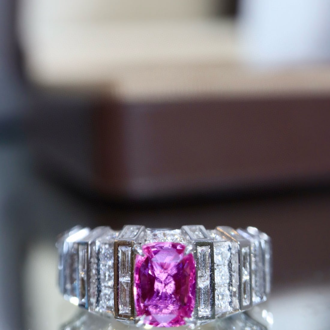 14k Gold 2.54 Ctw Natural Padparadscha Sapphire & Diamond Ring - 7