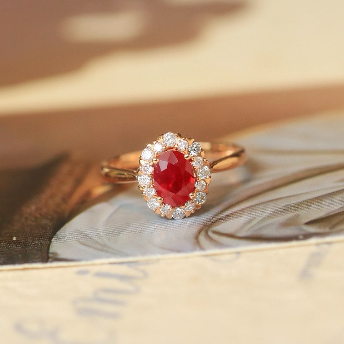 14k Gold 1.38 Ctw Natural Ruby & Diamond Ring - 4