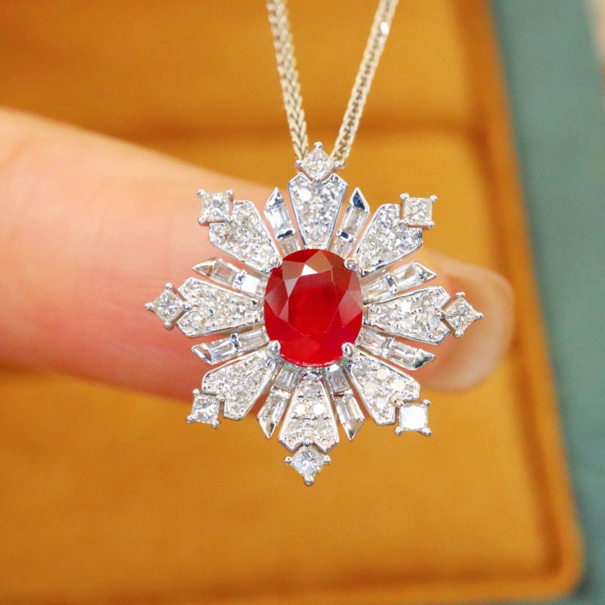 14k Gold 1.39 Ctw Natural Ruby & Diamond Ring/pendant( Without Chain ) - 4