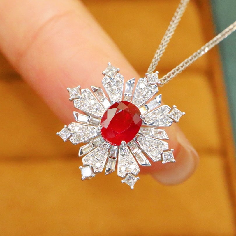14k Gold 1.39 Ctw Natural Ruby & Diamond Ring/pendant( Without Chain ) - 5