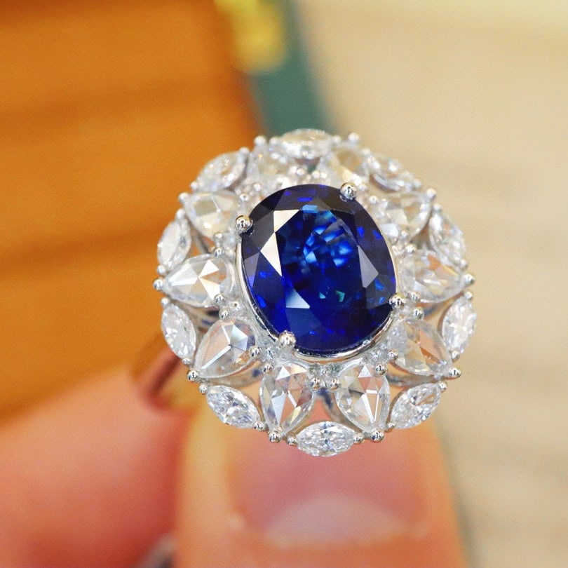 14k Gold 2.75 Ctw Natural Sapphire & Diamond Ring/pendant( Without Chain ) - 2