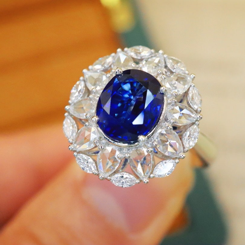 14k Gold 2.75 Ctw Natural Sapphire & Diamond Ring/pendant( Without Chain ) - 3