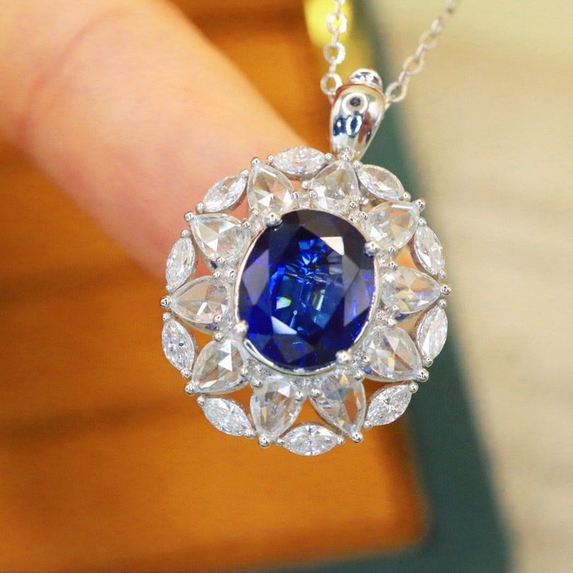 14k Gold 2.75 Ctw Natural Sapphire & Diamond Ring/pendant( Without Chain ) - 4