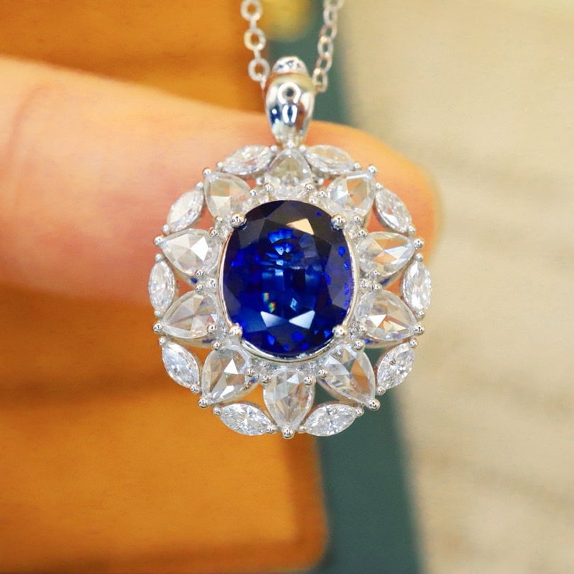 14k Gold 2.75 Ctw Natural Sapphire & Diamond Ring/pendant( Without Chain ) - 5