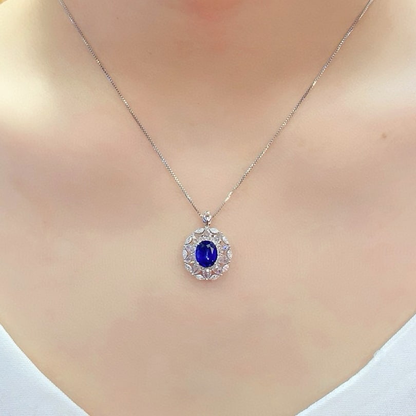 14k Gold 2.75 Ctw Natural Sapphire & Diamond Ring/pendant( Without Chain ) - 8
