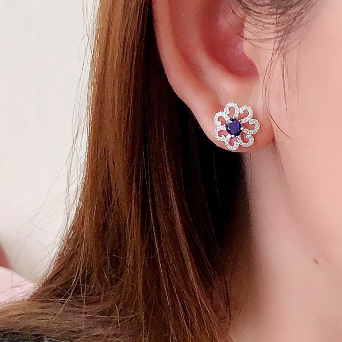 14k Gold 1.29 Ctw Natural Sapphire & Diamond Earrings - 3